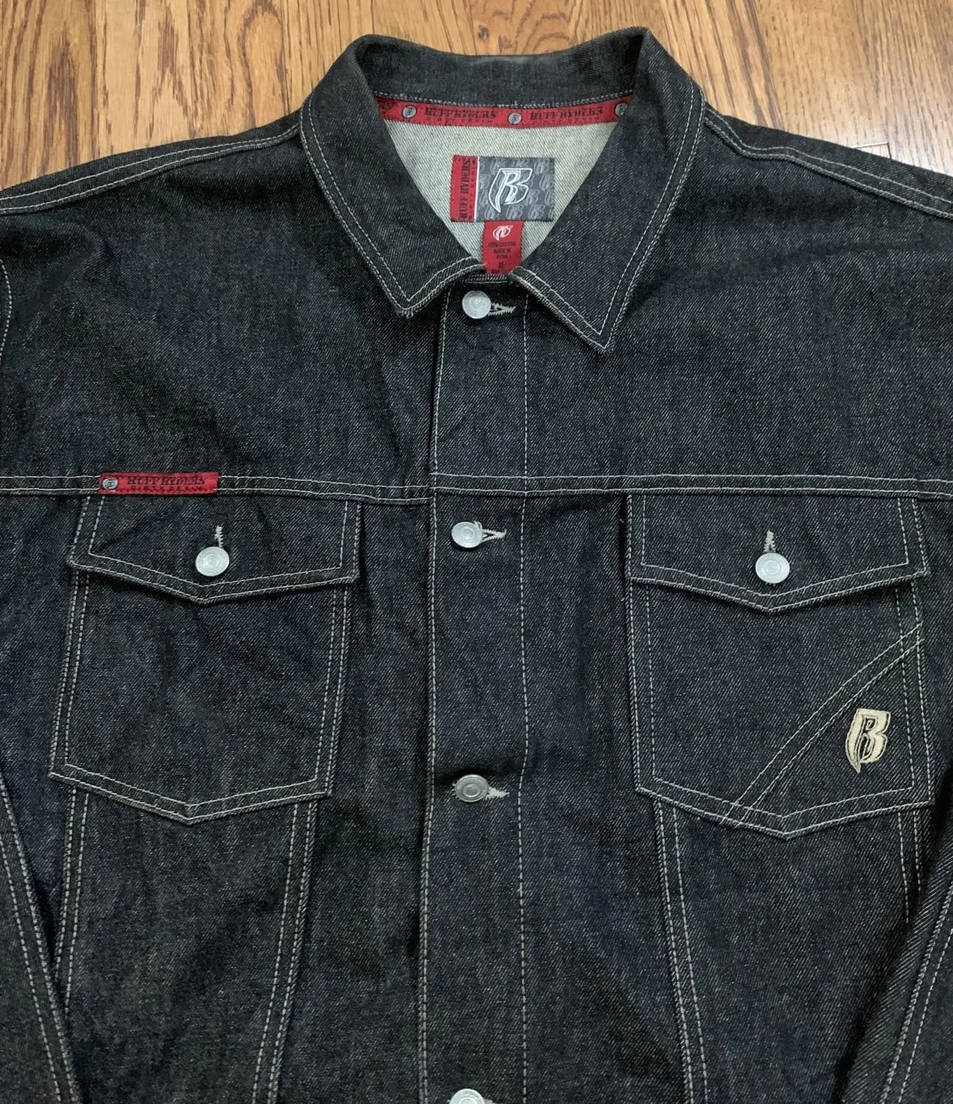 Vintage Ruff Ryders Black Denim Jacket (Size XL) — RootsBK